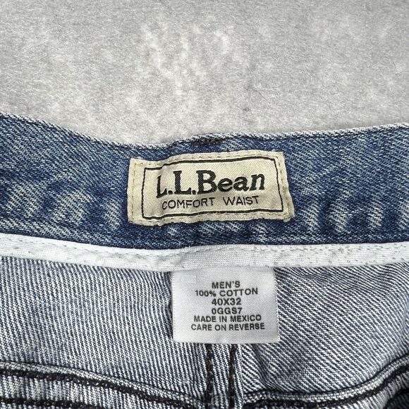 LL Bean Jeans Mens 40x31 Blue Relaxed Straight Adjustable Comfort Waist Denim - Picture 8 of 10